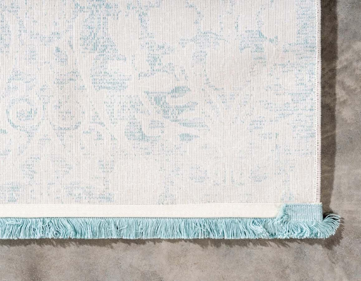 Unique Loom Indoor Rugs - New Classical Farmhouse 8x11 Rectangular Rug Light Blue