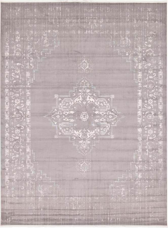 Unique Loom Indoor Rugs - New Classical Medallion 10x13 Gray & Ivory