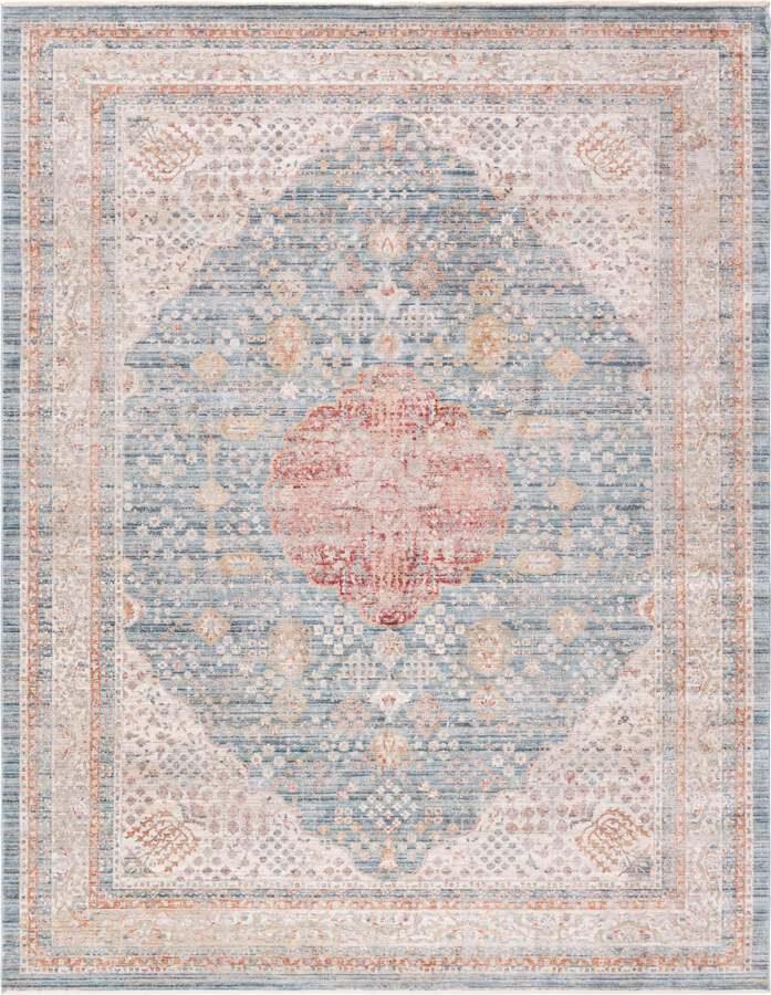 Unique Loom Indoor Rugs - Noble 10x14 Blue & Beige