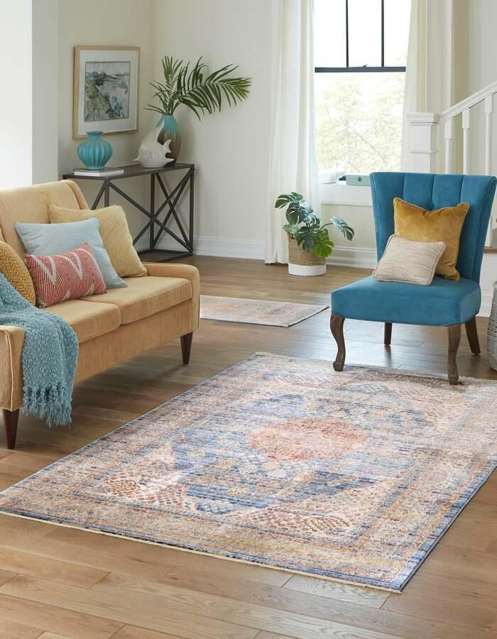 Unique Loom Indoor Rugs - Noble 10x14 Blue & Beige