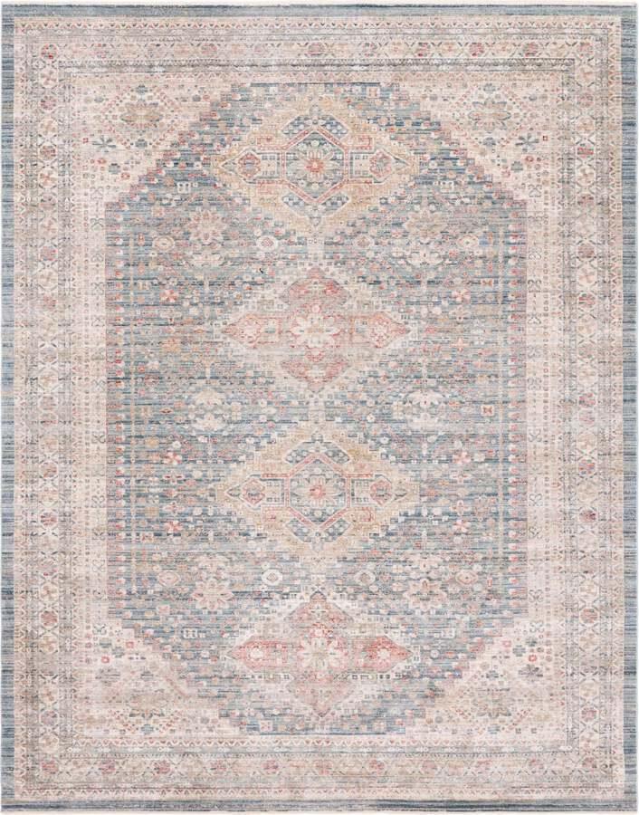 Unique Loom Indoor Rugs - Noble 10x14 Medallion Blue & Beige