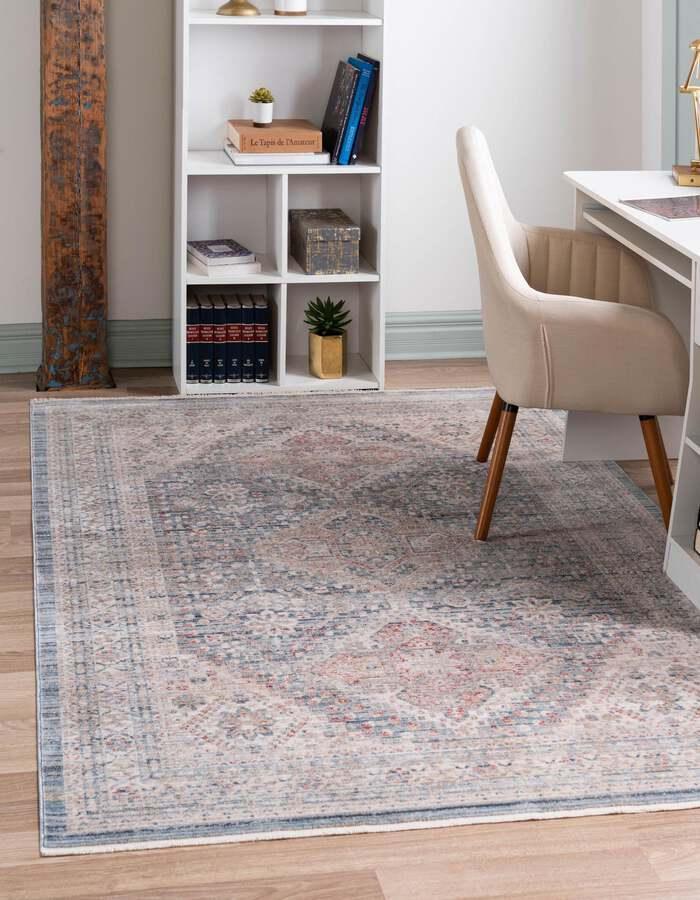 Unique Loom Indoor Rugs - Noble 10x14 Medallion Blue & Beige