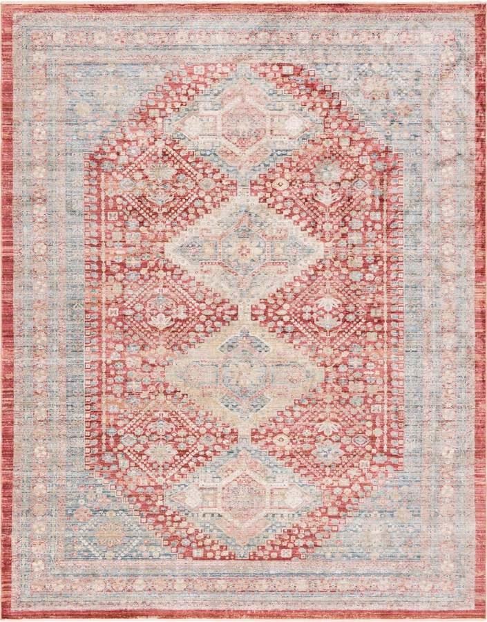 Unique Loom Indoor Rugs - Noble 10x14 Red & Beige