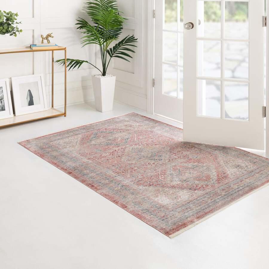 Unique Loom Indoor Rugs - Noble Country 10x14 Rectangular Rug Cream