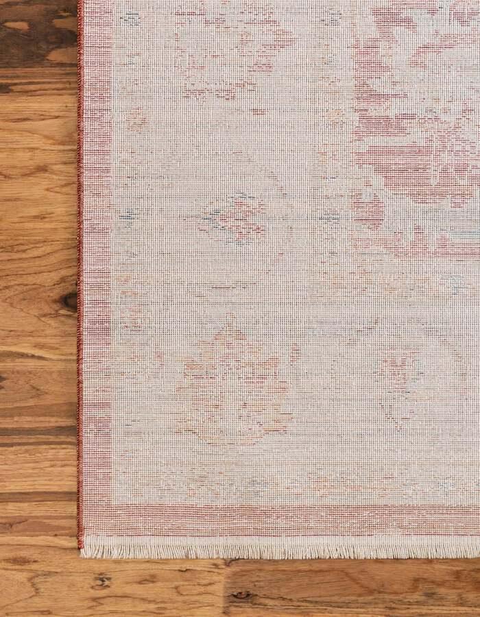 Unique Loom Indoor Rugs - Noble Floral 10x14 Red & Ivory