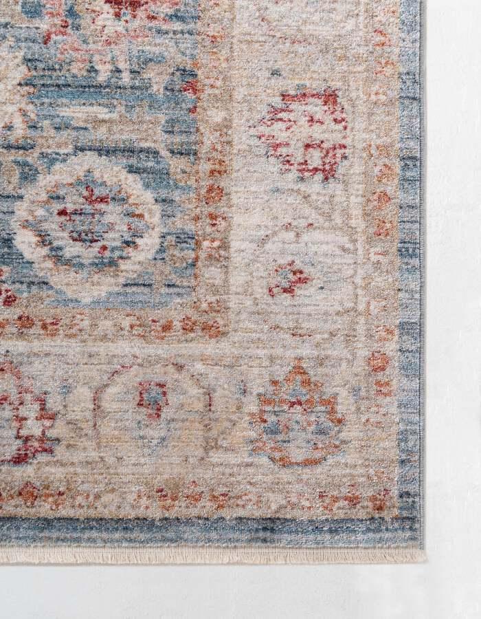 Unique Loom Indoor Rugs - Noble Floral 9x12 Blue & Beige