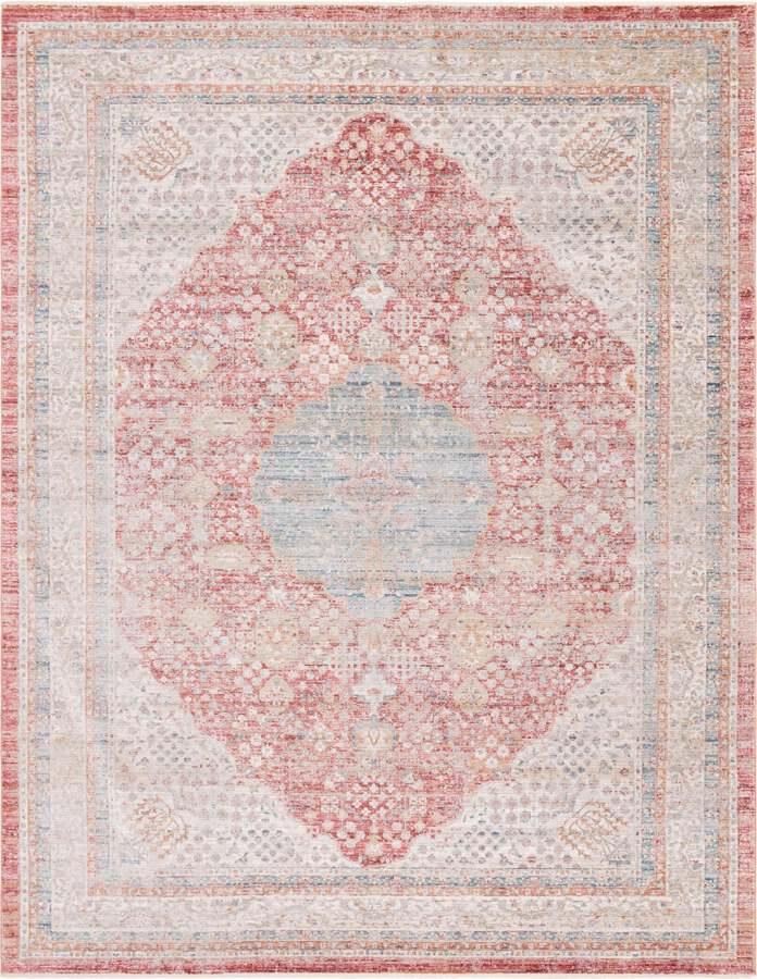 Unique Loom Indoor Rugs - Noble Medallion 10x14 Red & Ivory