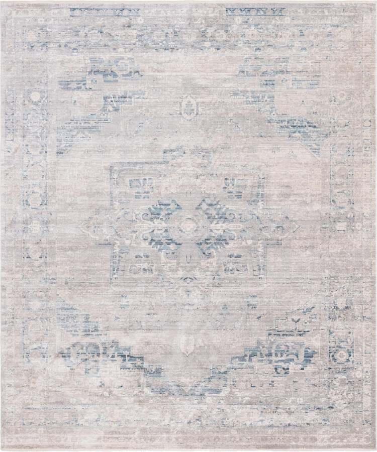 Unique Loom Indoor Rugs - Noble Medallion 9x12 Blue & Beige