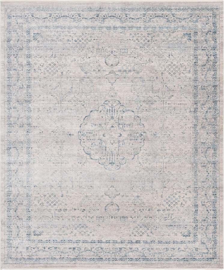 Unique Loom Indoor Rugs - Noble Medallion 9x12 Gray & Blue