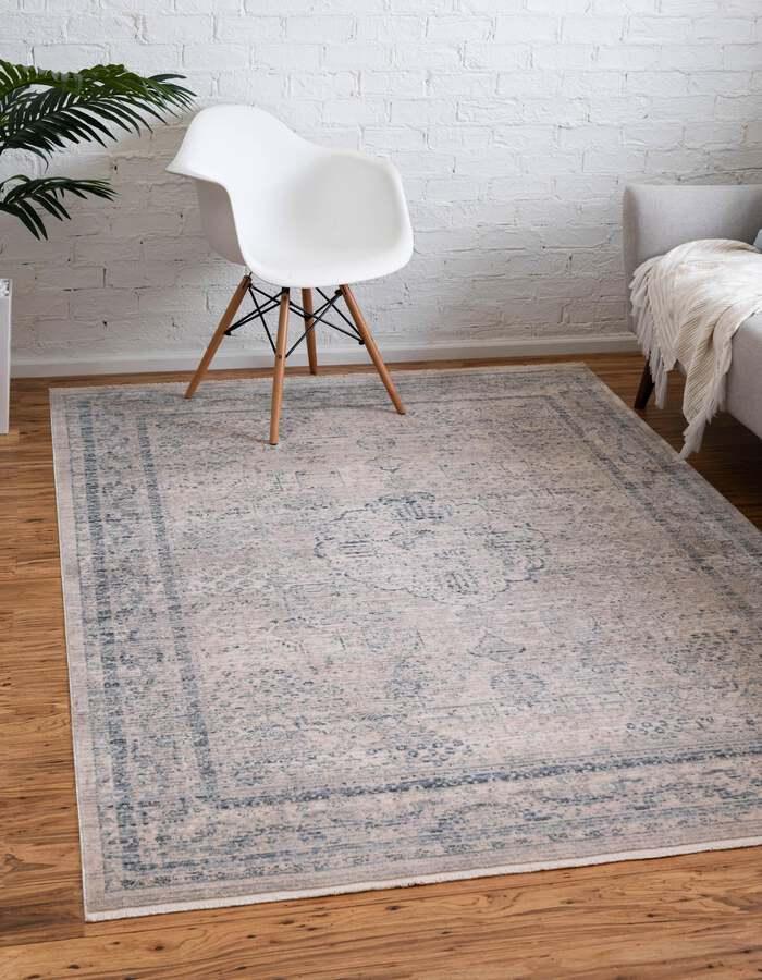 Unique Loom Indoor Rugs - Noble Medallion 9x12 Gray & Blue