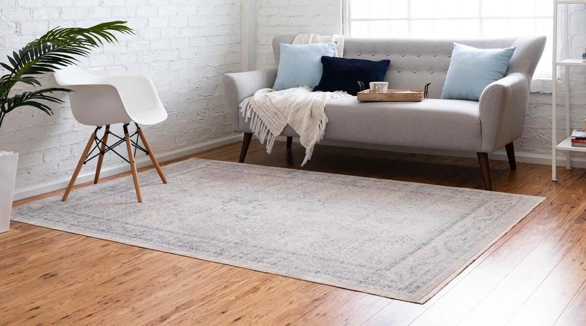 Unique Loom Indoor Rugs - Noble Medallion 9x12 Gray & Blue