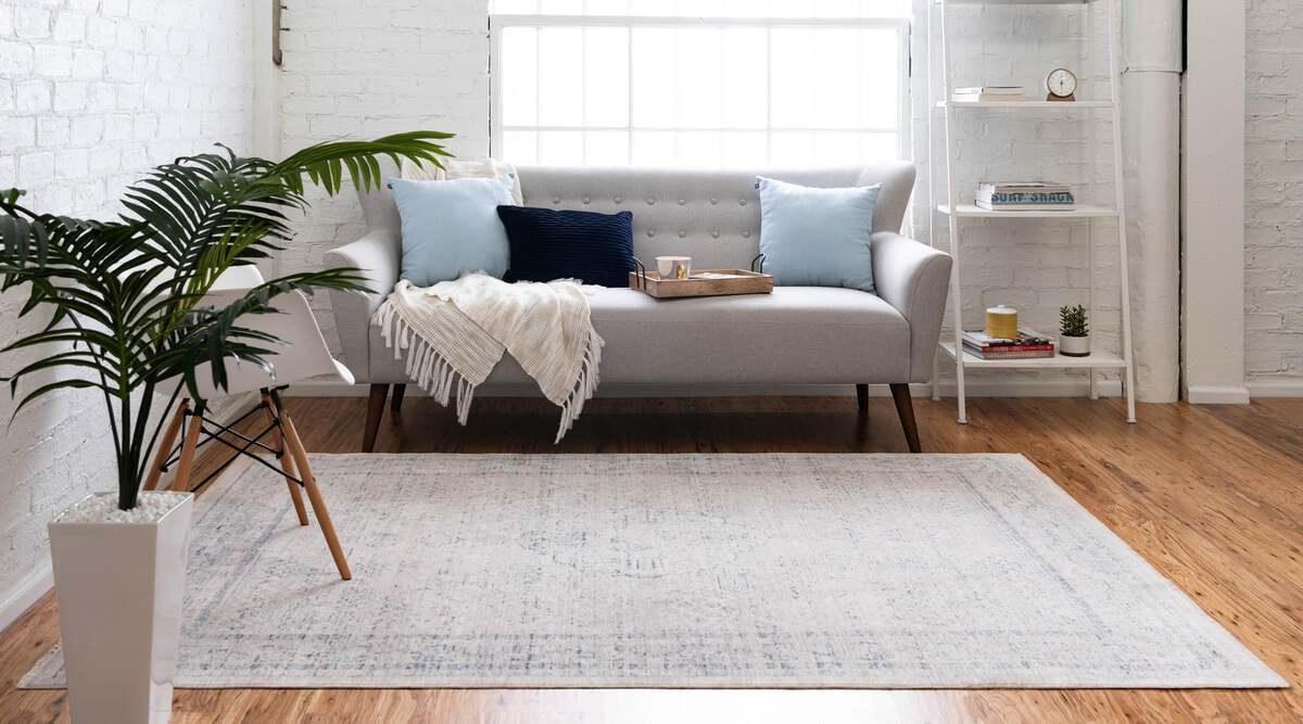 Unique Loom Indoor Rugs - Noble Medallion 9x12 Gray & Blue