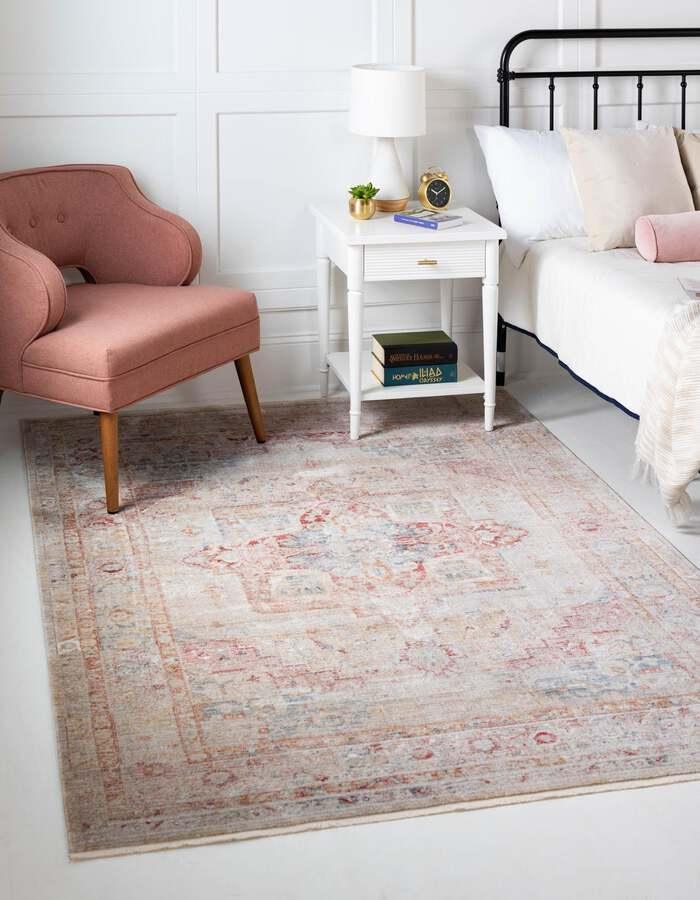 Unique Loom Indoor Rugs - Noble Medallion 9x12 Red & Beige