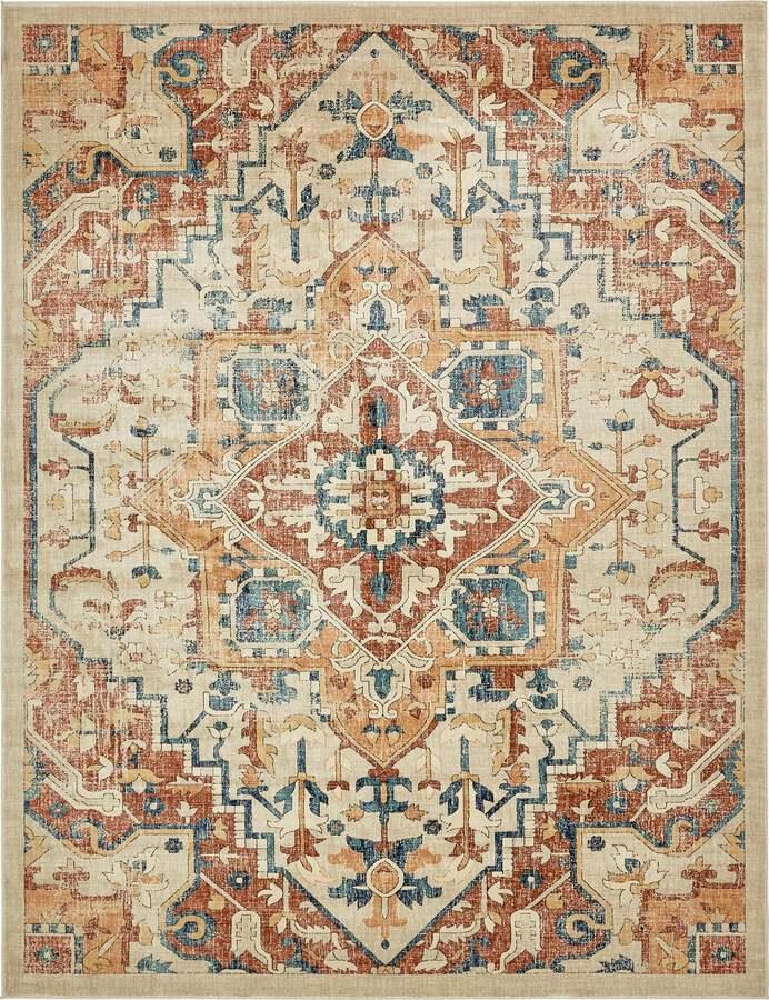 Unique Loom Indoor Rugs - Oslo Bohemian 10x13 Rectangular Rug Beige