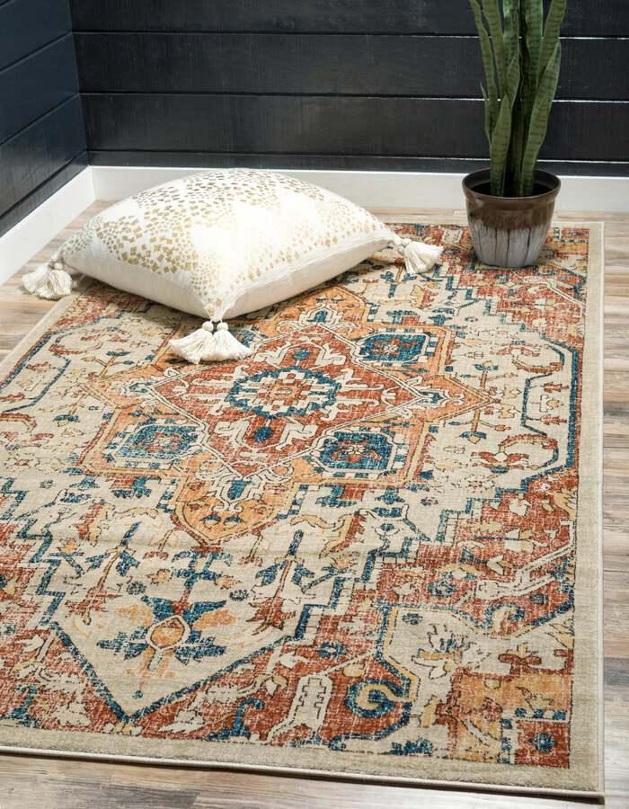 Unique Loom Indoor Rugs - Oslo Bohemian 10x13 Rectangular Rug Beige