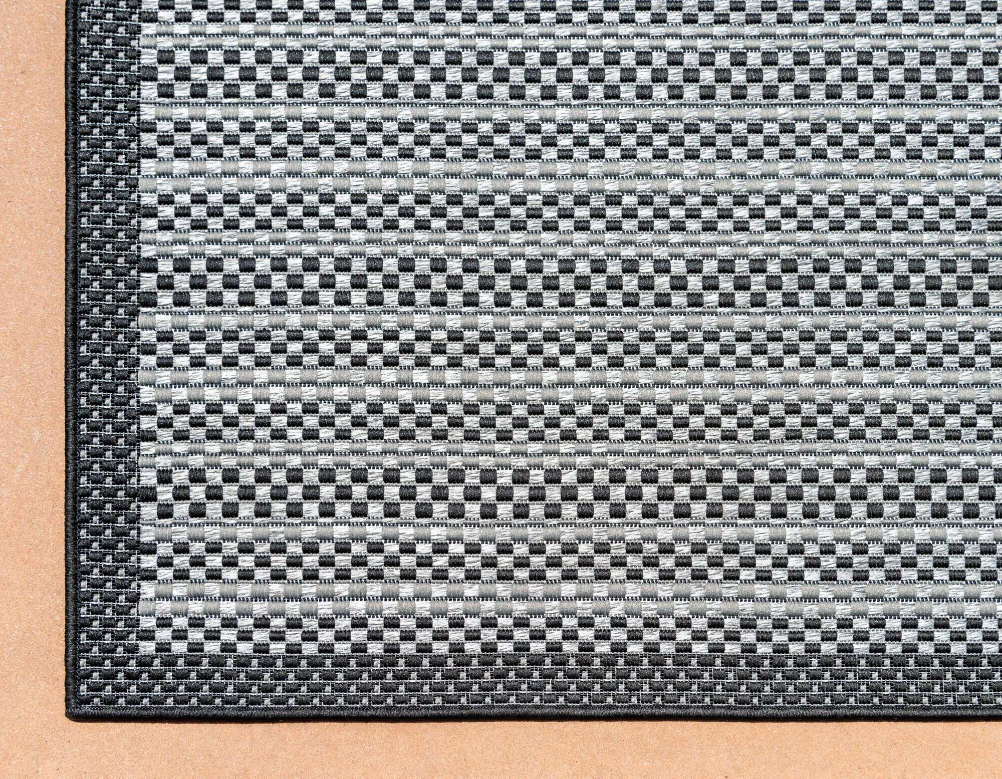 Shop Outdoor Border Geometric Rectangular 8x11 Rug Gray & Black, Outdoor  Rugs