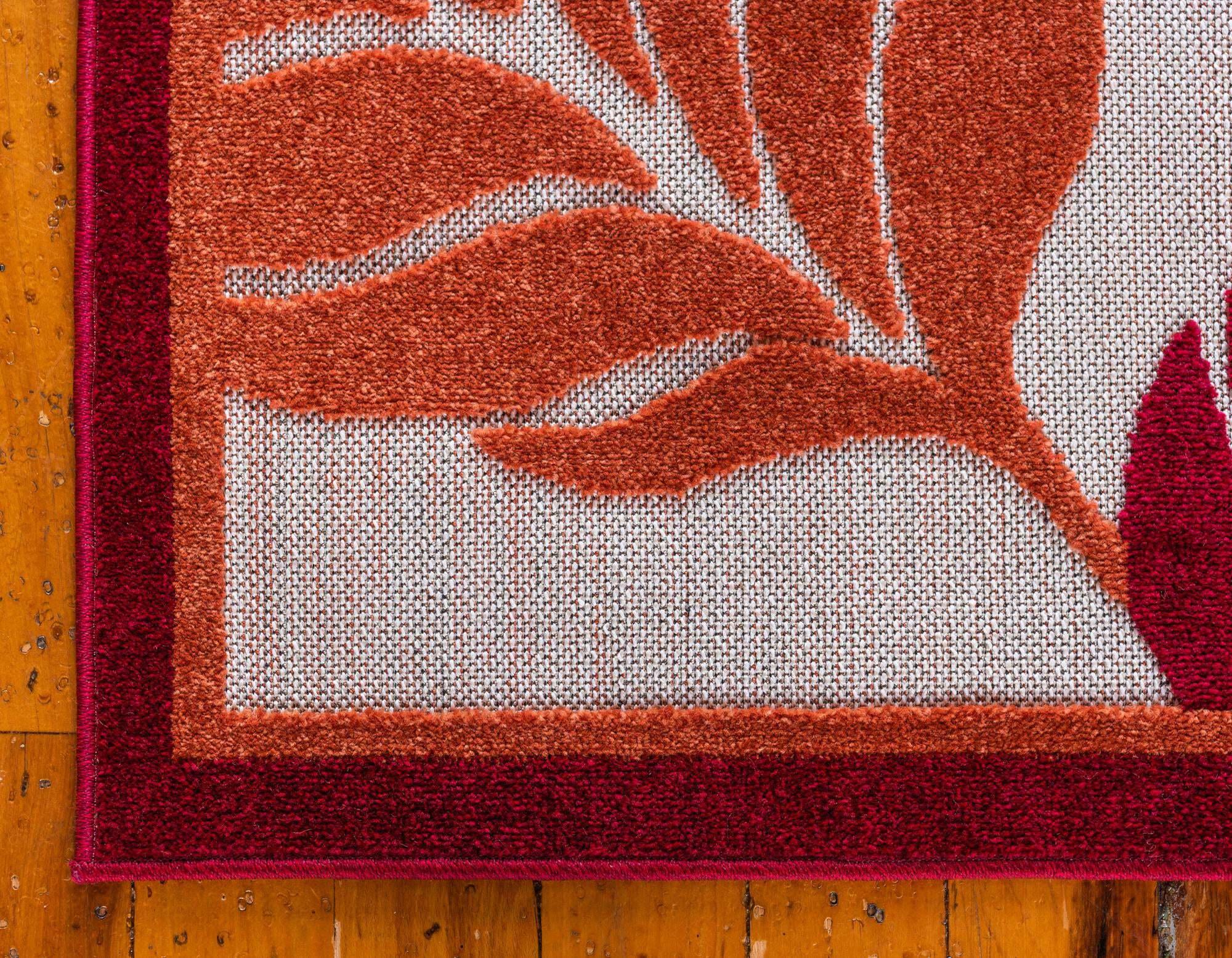 Unique Loom Outdoor Rugs - Outdoor Botanical Border Rectangular 9x12 Rug Beige & Burgundy