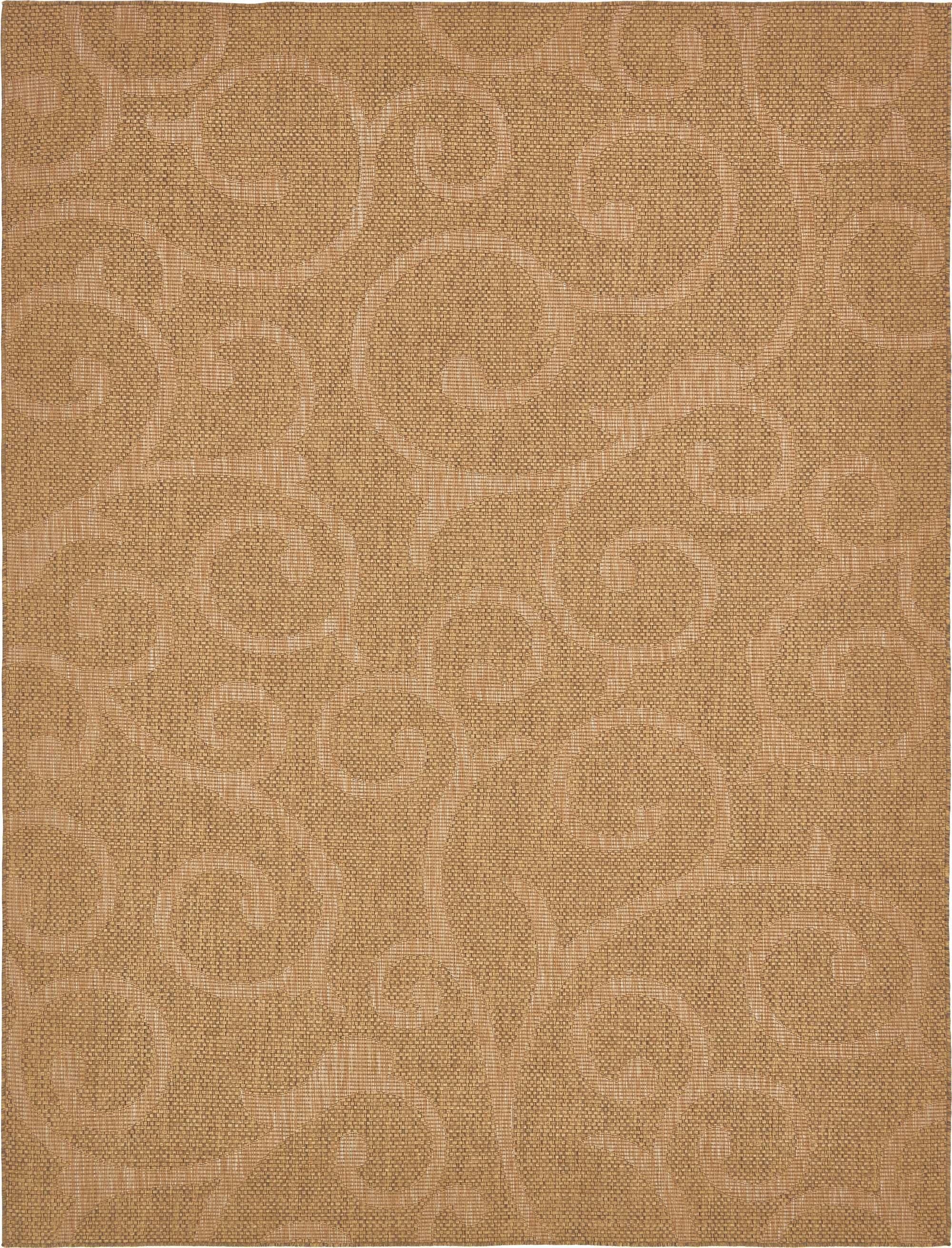 Unique Loom Outdoor Rugs - Outdoor Botanical Damask Rectangular 9x12 Rug Brown & Beige