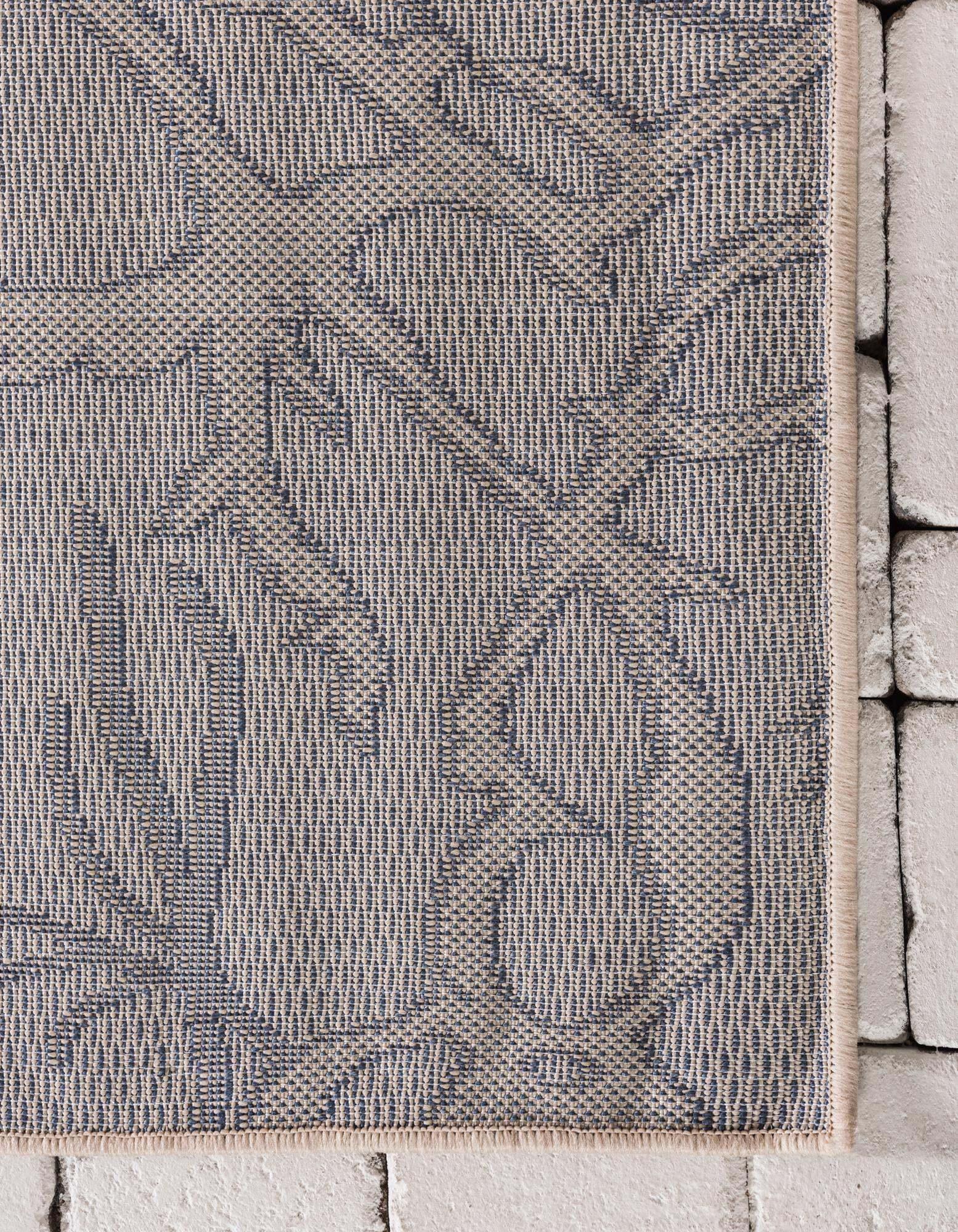 Unique Loom Outdoor Rugs - Outdoor Botanical Floral / Botanical Rectangular 9x12 Rug Beige & Navy Blue