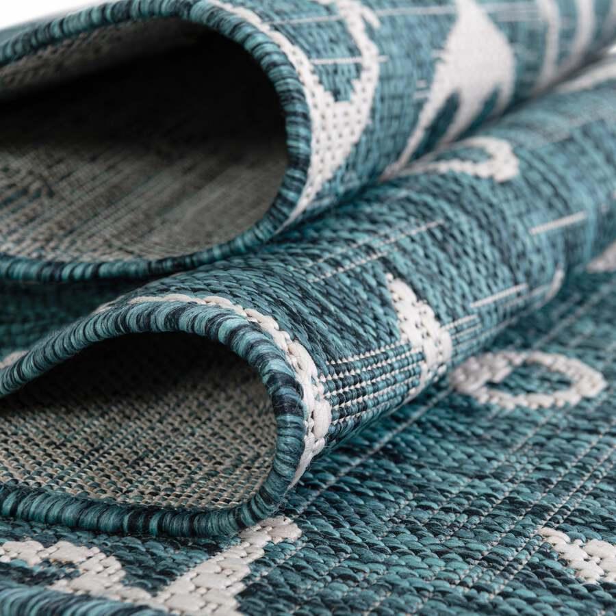 Unique Loom Outdoor Rugs - Outdoor Coastal Beach/Nautical 10x14 Rectangular Rug Teal