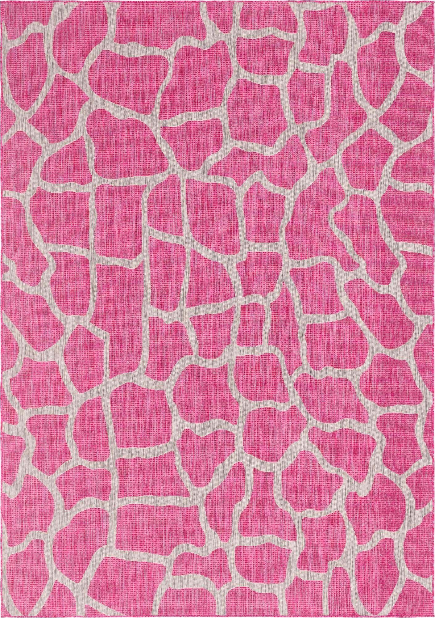 Unique Loom Outdoor Rugs - Outdoor Safari Animal Print Rectangular 8x11 Rug Pink & Gray