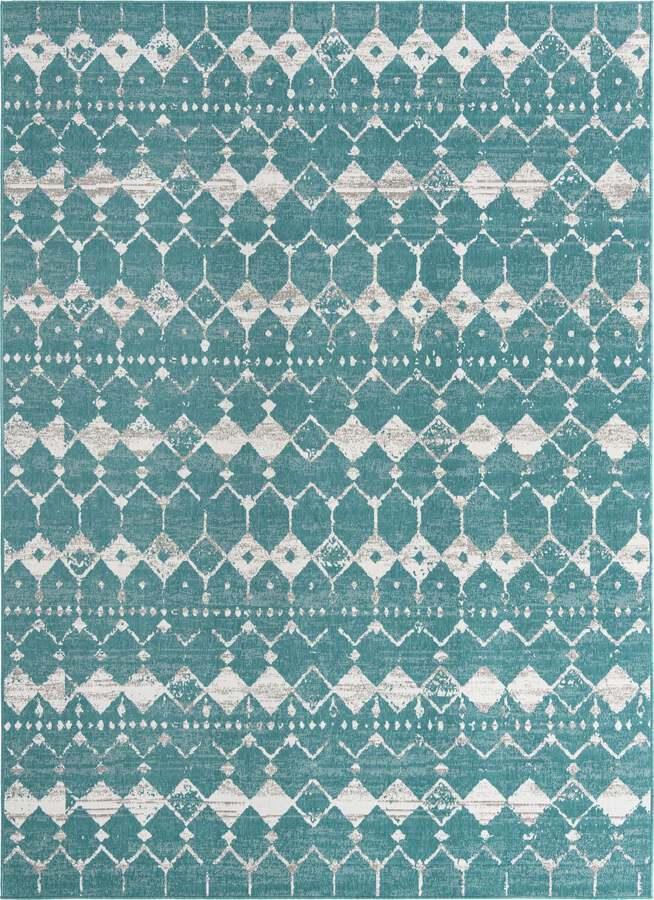 Unique Loom Outdoor Rugs - Outdoor Trellis Transitional 9x12 Rectangular Rug Teal