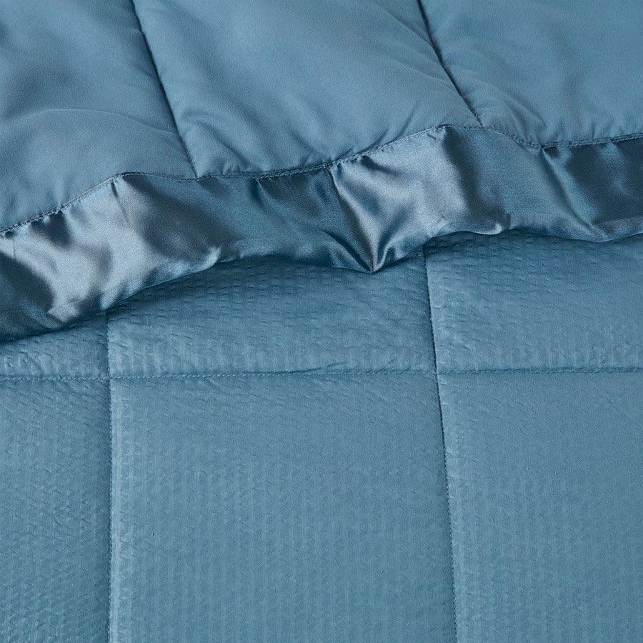 Oversized Down Alternative Blanket with Satin Trim Slate Blue MP51-7647