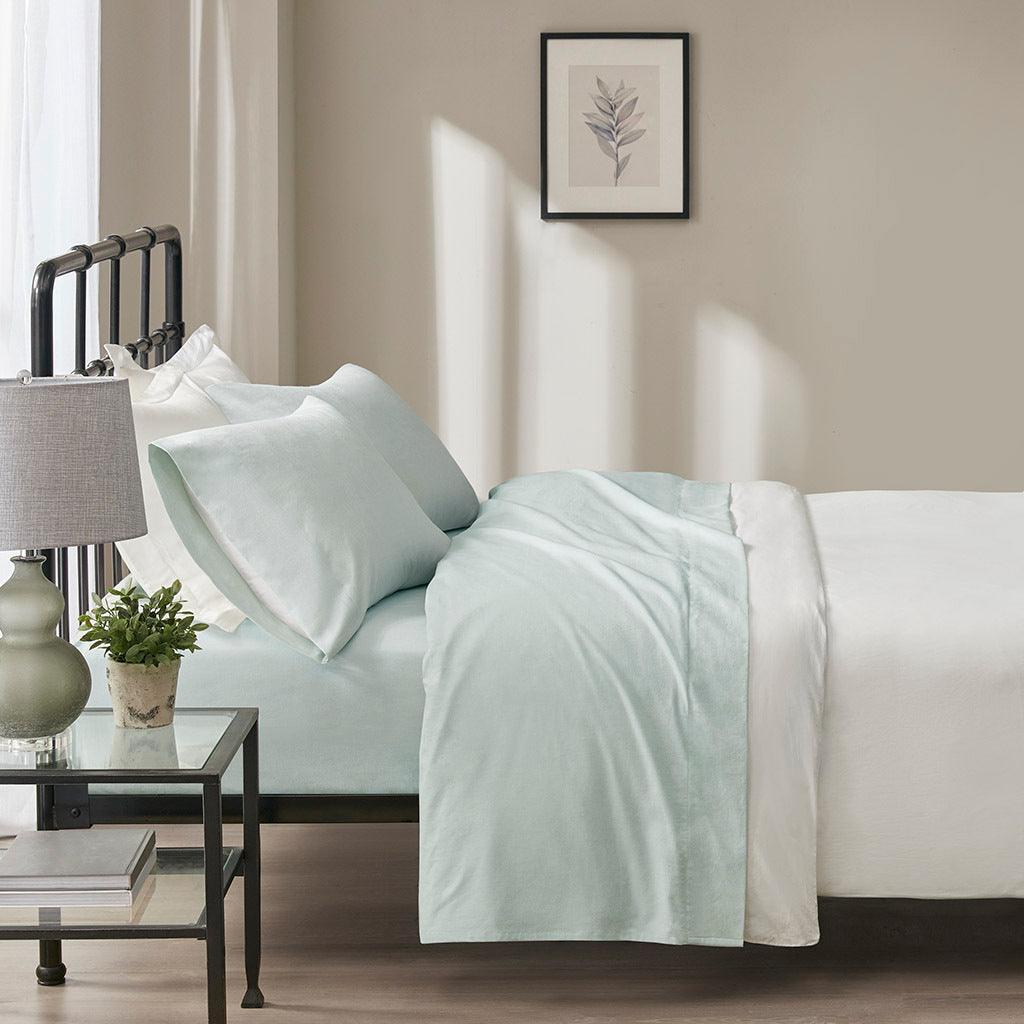 Olliix.com Sheets & Sheet Sets - Oversized Flannel California King Sheet Set Seafoam