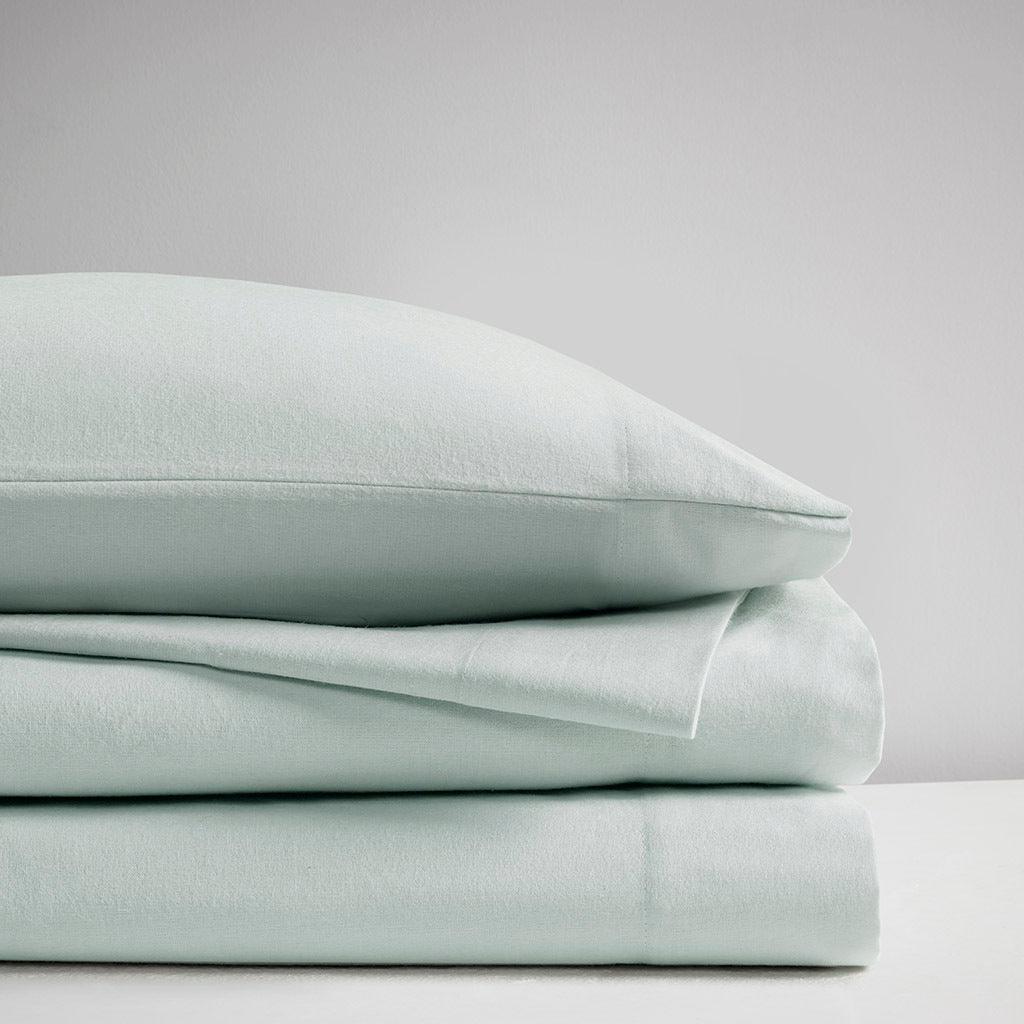 Olliix.com Sheets & Sheet Sets - Oversized Flannel California King Sheet Set Seafoam