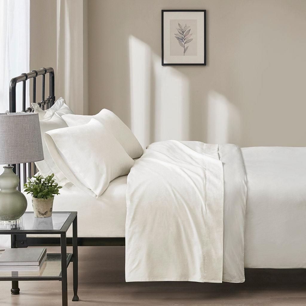 Olliix.com Sheets & Sheet Sets - Oversized Flannel King Sheet Set Ivory Solid