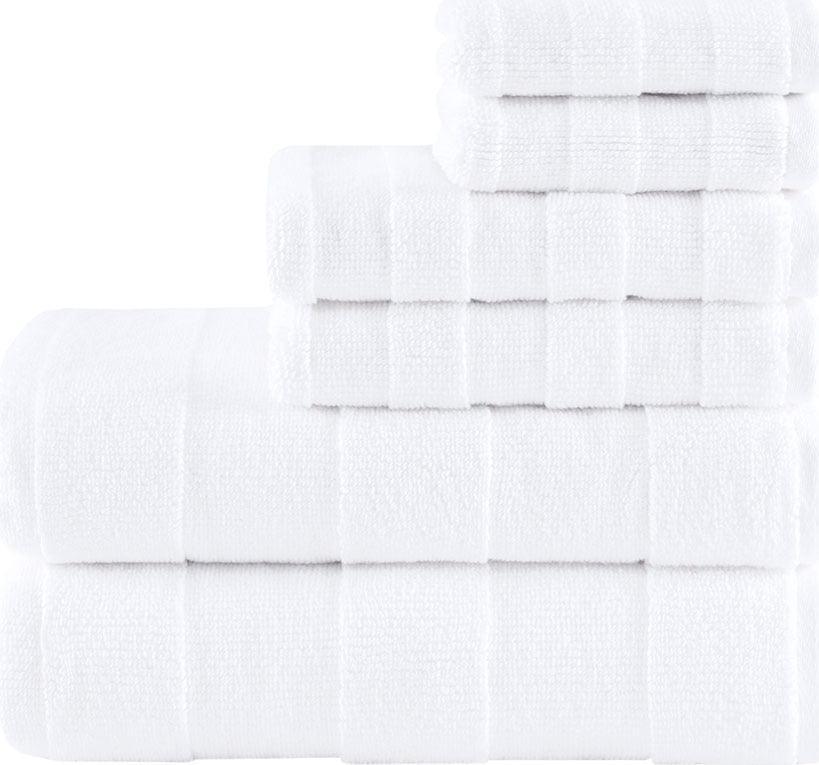 Shop Parker Textured Solid Stripe 600GSM Cotton Bath Towel 6PC Set Ivory, Bath  Towels