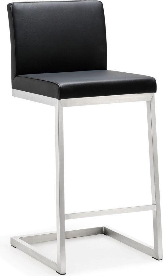 Tov Furniture Barstools - Parma Black Stainless Steel Counter Stool - Set of 2 Black