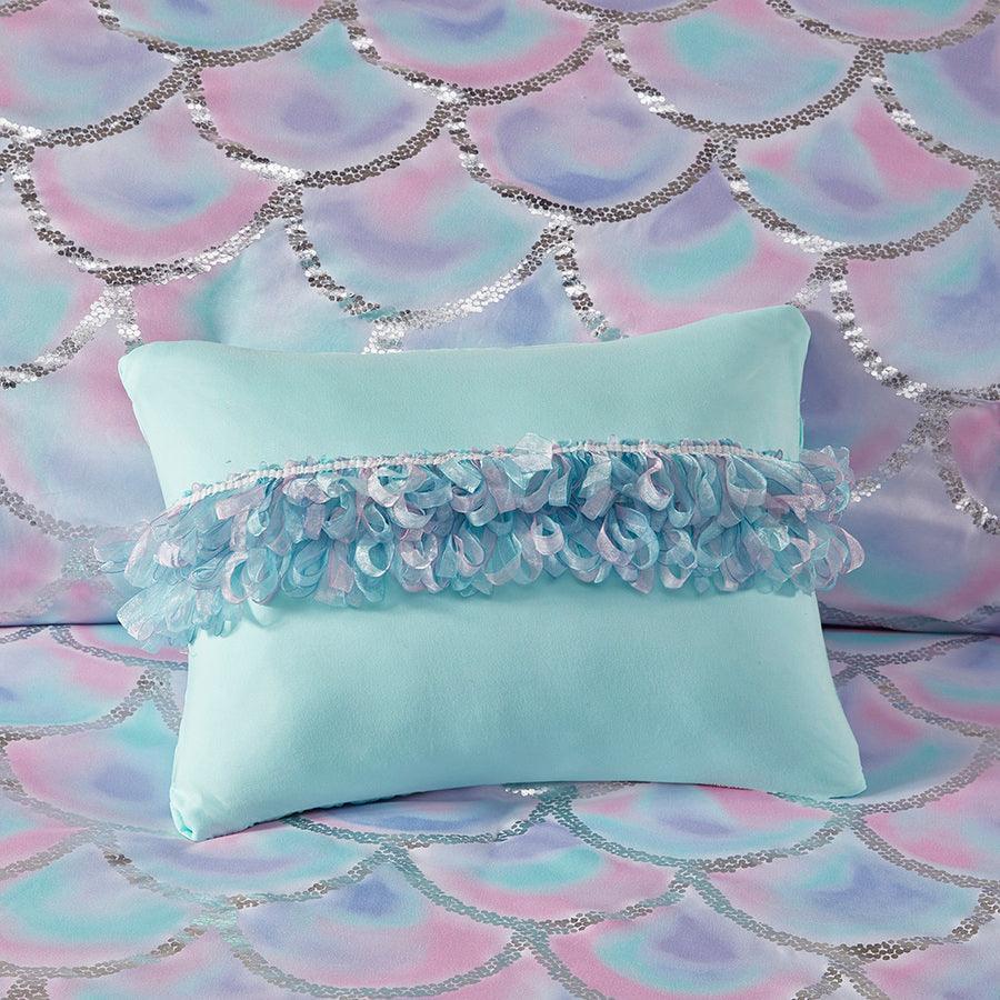 Olliix.com Duvet & Duvet Sets - Pearl Full/Queen Metallic Printed Reversible Duvet Cover Set Aqua & Purple