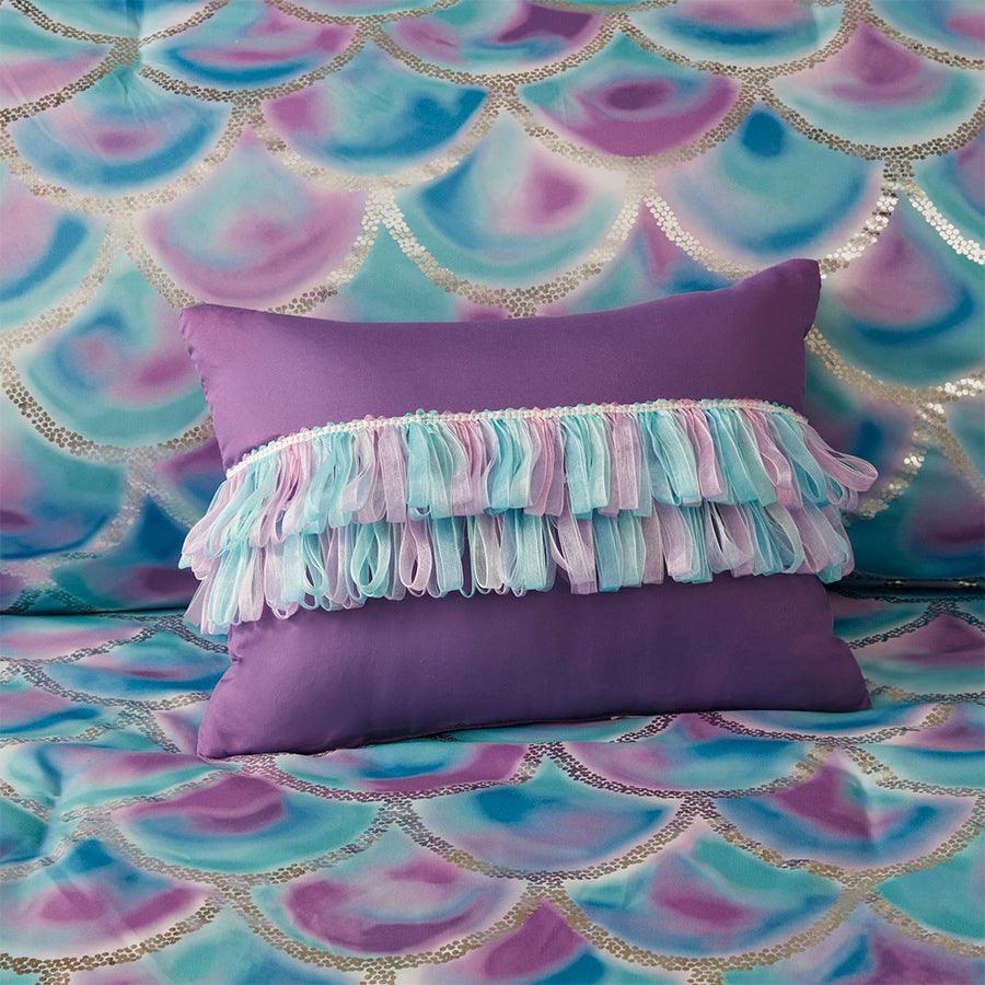 Olliix.com Duvet & Duvet Sets - Pearl Twin/Twin XL Metallic Printed Reversible Duvet Cover Set Teal & Purple