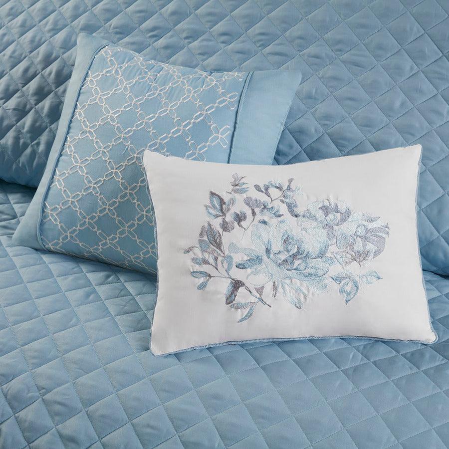 Shop Zennia Full/Queen 7 PC Printed Seersucker Comforter Set with Throw  Blanket Blue, Comforters & Blankets