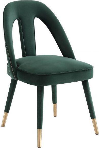 Tov Furniture Accent Chairs - Petra Forest Green Velvet Side Chair