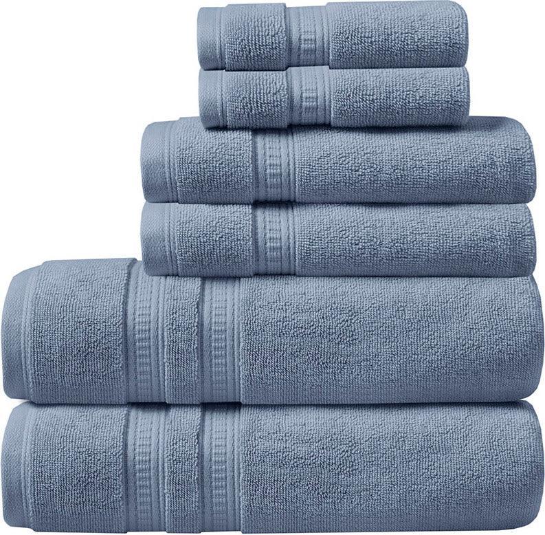 Plume 100% Cotton Feather Touch Antimicrobial Towel 6 Piece Set Blue