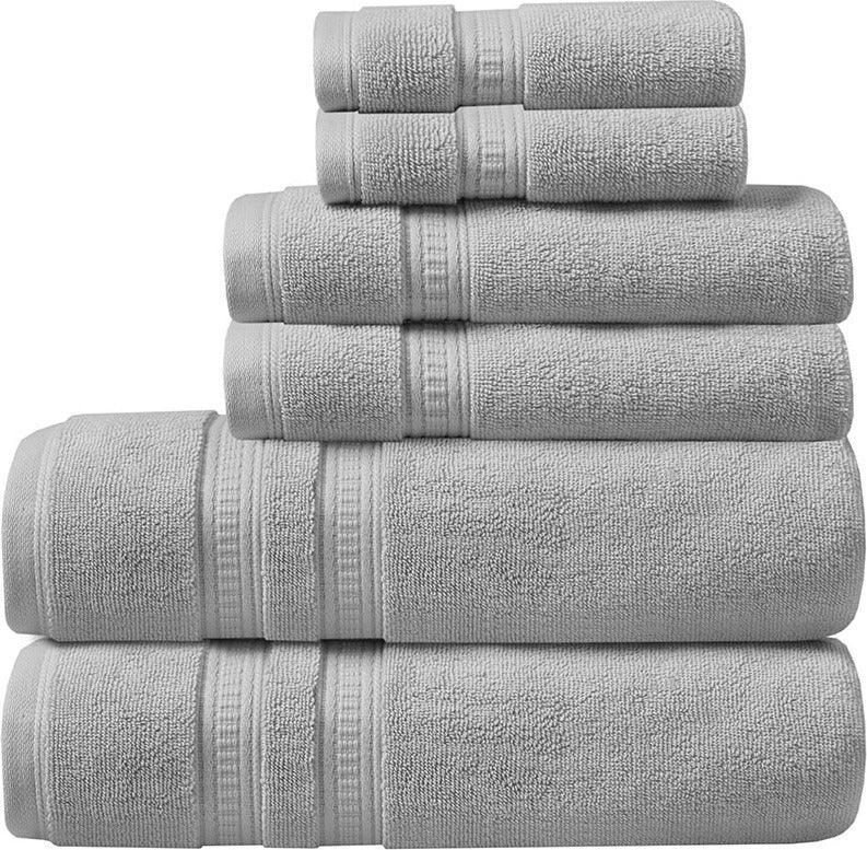 Plume 100% Cotton Feather Touch Antimicrobial Towel 6 Piece Set Gray