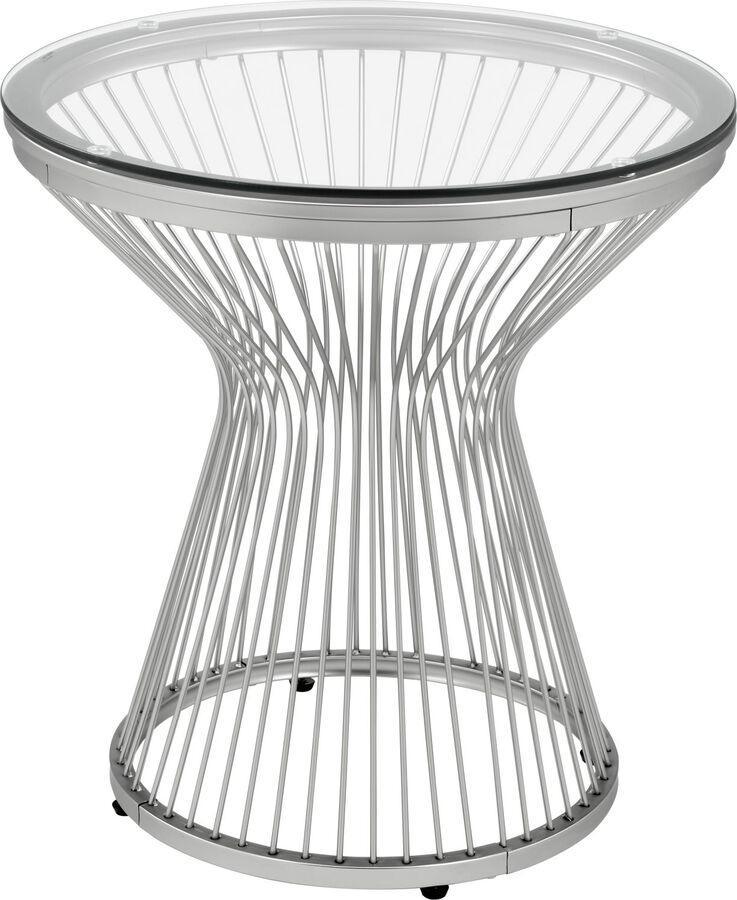 Elements Side & End Tables - Poppy Round End Table in Chrome