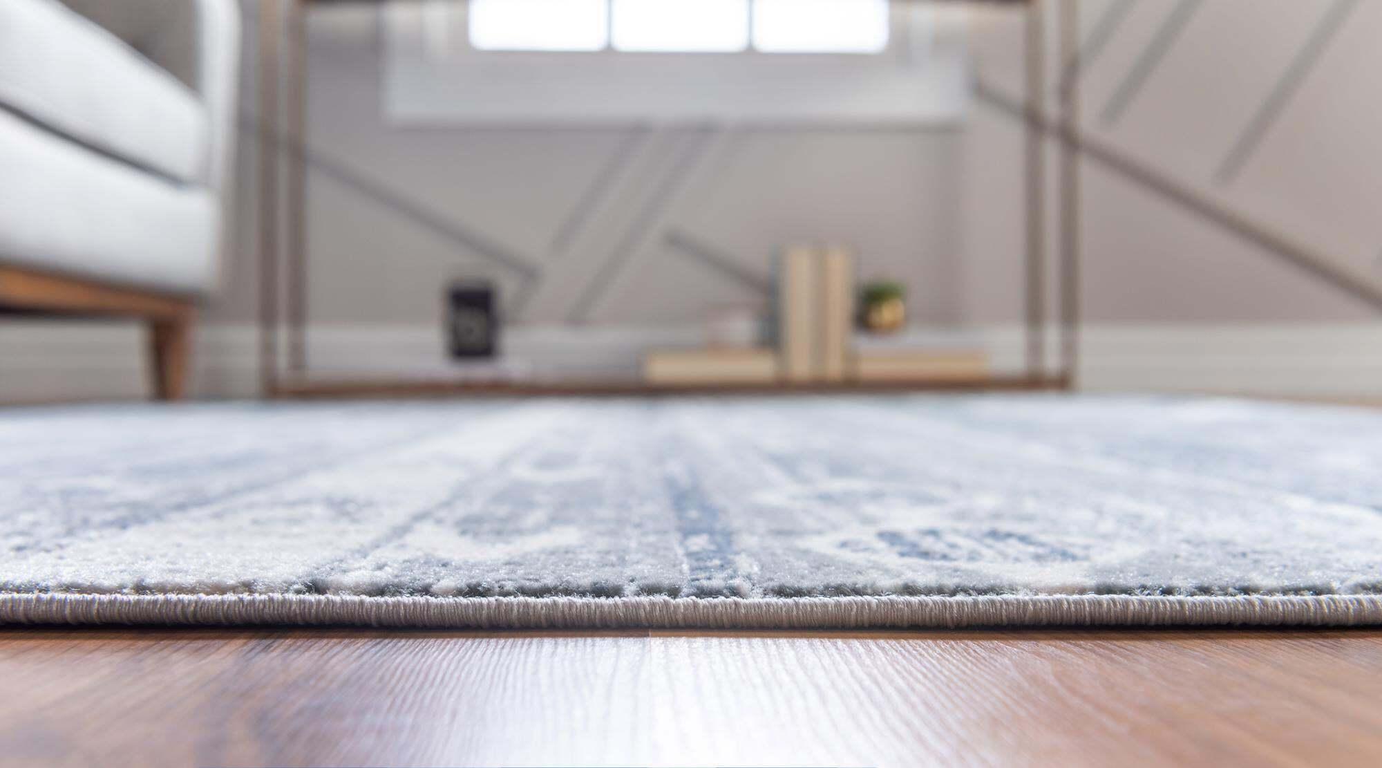 Unique Loom Indoor Rugs - Portland Striped Rectangular 8x11 Rug Blue & Gray