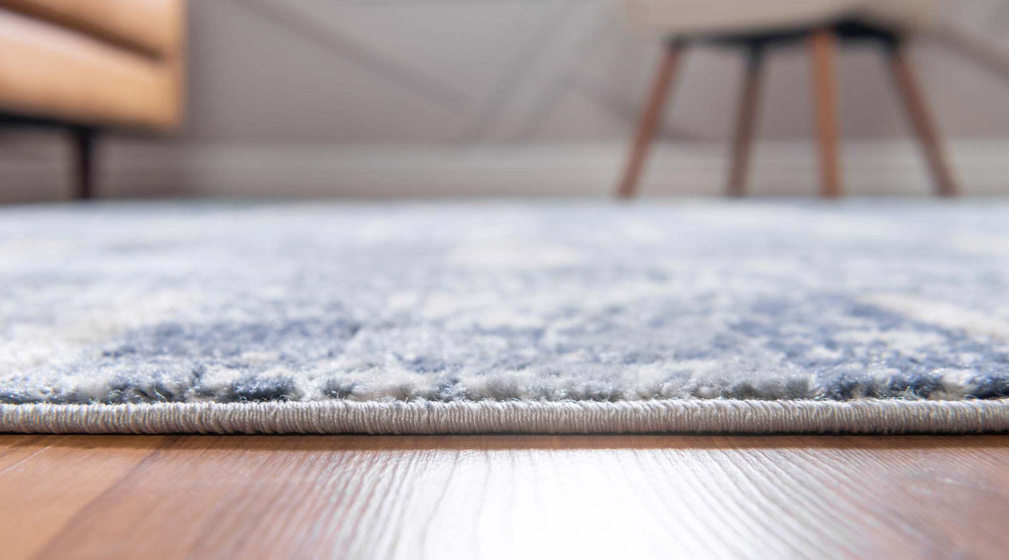 Unique Loom Indoor Rugs - Portland Striped Rectangular 8x11 Rug Blue & Ivory