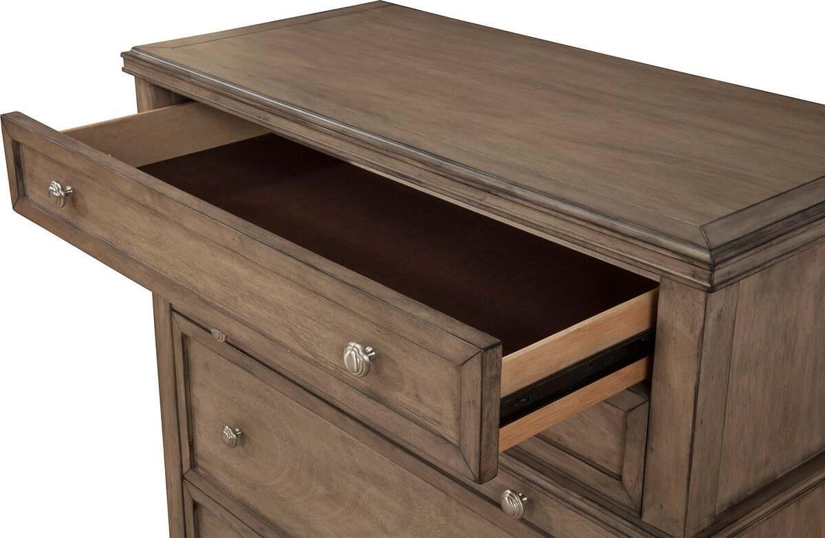 Alpine Furniture Chest of Drawers - Potter 4 Drawer Multifunction Chest w/Pull Out Tray, French Truffle