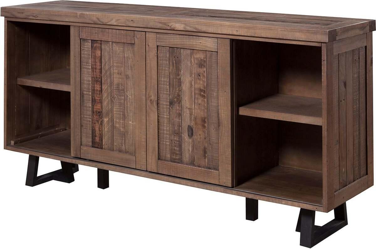 Alpine Furniture Buffets & Sideboards - Prairie Sideboard with Wine Holder, Natural/Black
