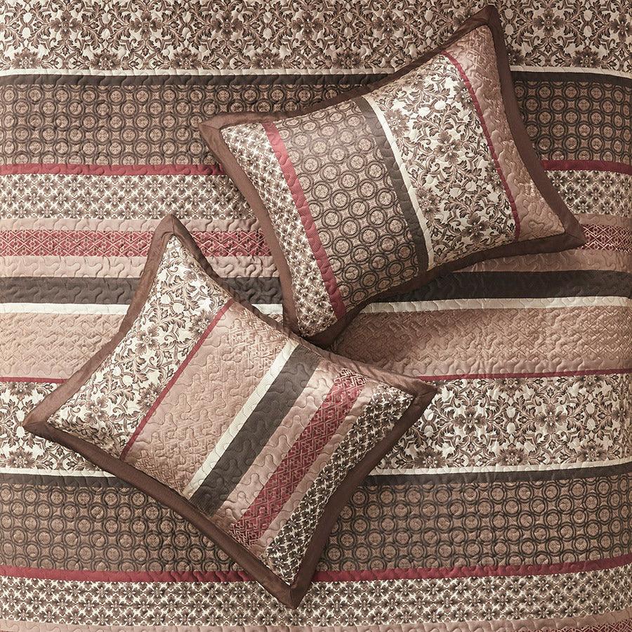 Shop Bellagio Queen 5 Piece Reversible Jacquard Bedspread Set Brown & Gold, Comforters & Blankets