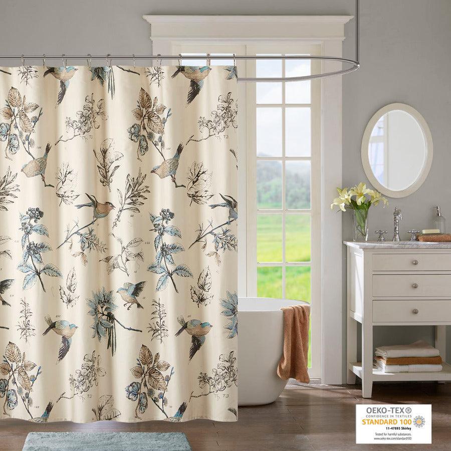 Olliix.com Shower Curtains - Quincy Printed Cotton Shower Curtain Khaki