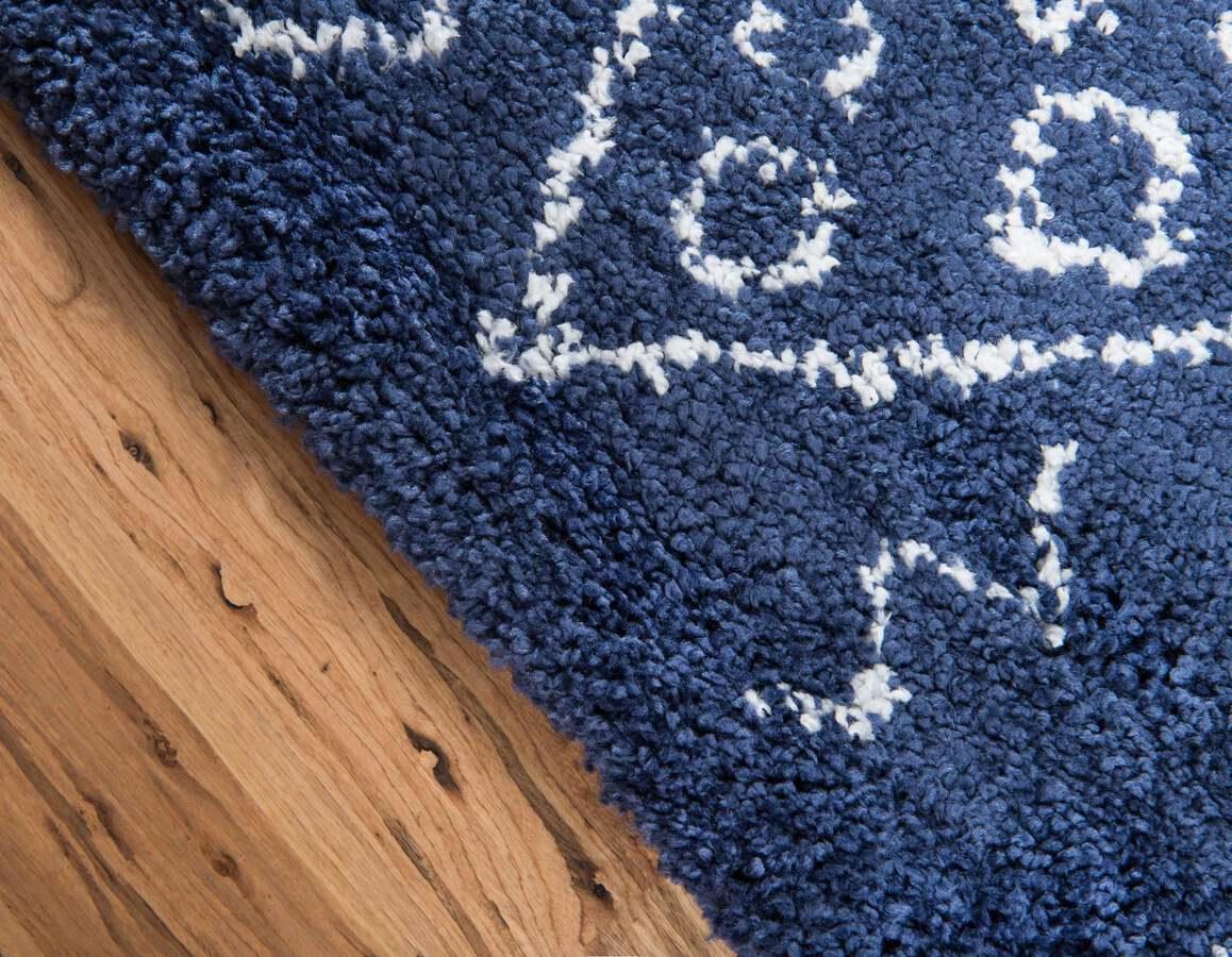 Unique Loom Indoor Rugs - Rabat Shag 9x12 Navy Blue & Ivory