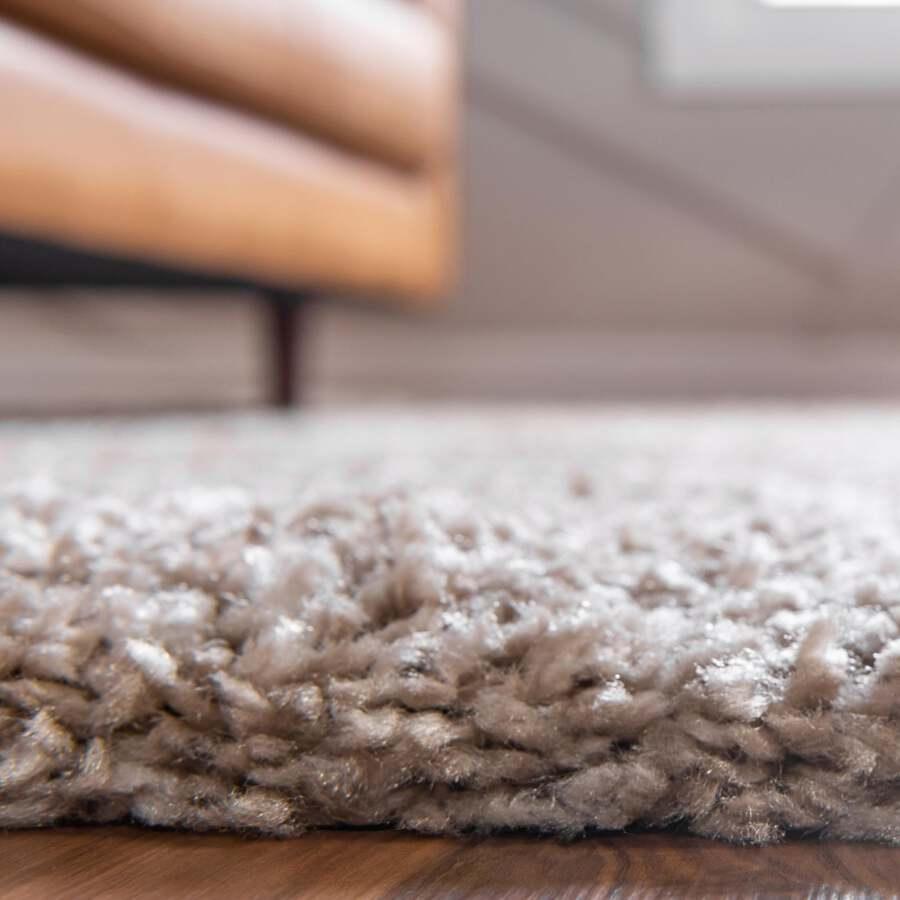 Unique Loom Indoor Rugs - Rabat Shag Comfort 9x12 Rectangular Rug Taupe