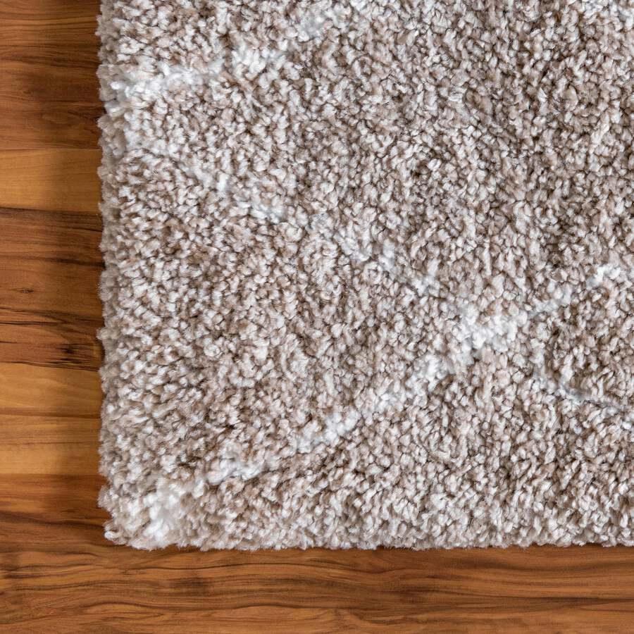 Unique Loom Indoor Rugs - Rabat Shag Comfort 9x12 Rectangular Rug Taupe