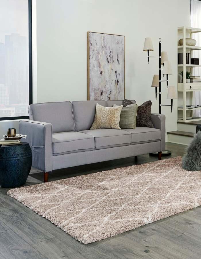 Unique Loom Indoor Rugs - Rabat Shag Comfort 9x12 Rectangular Rug Taupe