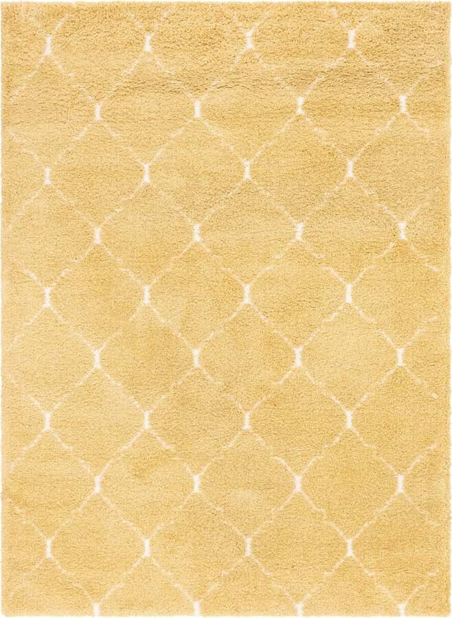 Unique Loom Indoor Rugs - Rabat Shag Contemporary 9x12 Rectangular Rug Yellow